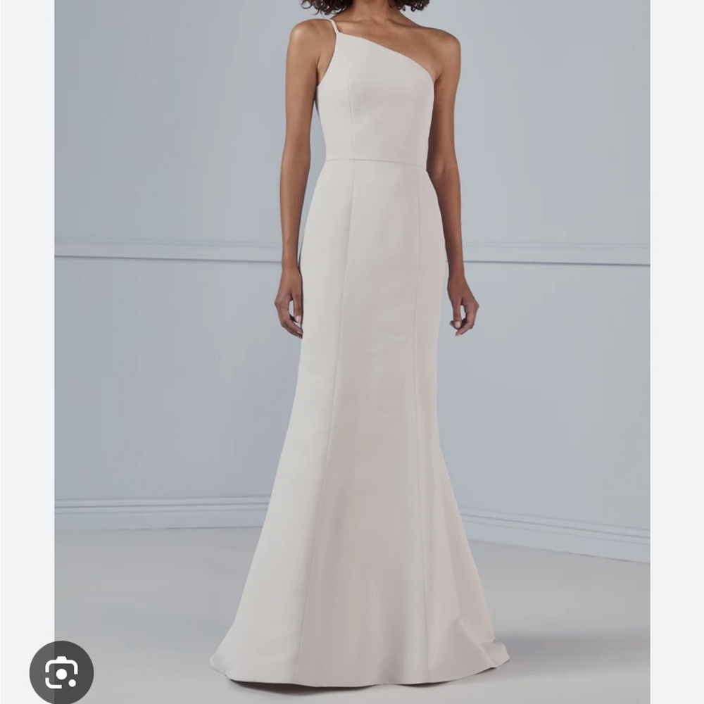 AMSALE 00 White One Shoulder Dress